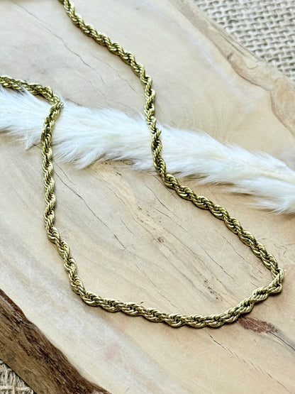 Gold Stainless Steel Rope Chain Necklace