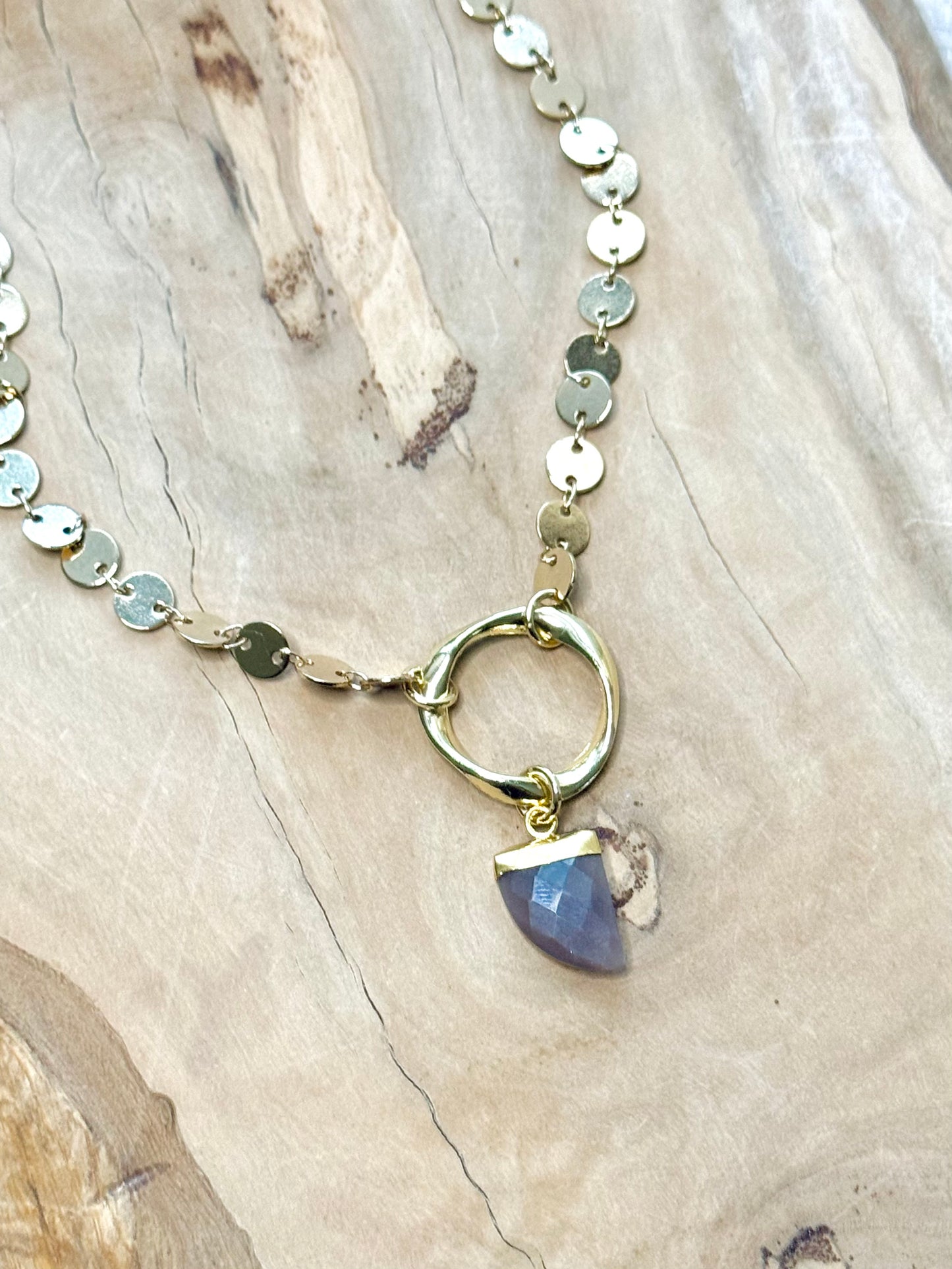 Chocolate Moonstone + Gold Eternity Necklace