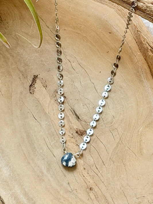 Lightning Ridge Australian Opal + Stainless Steel Sequin Necklace