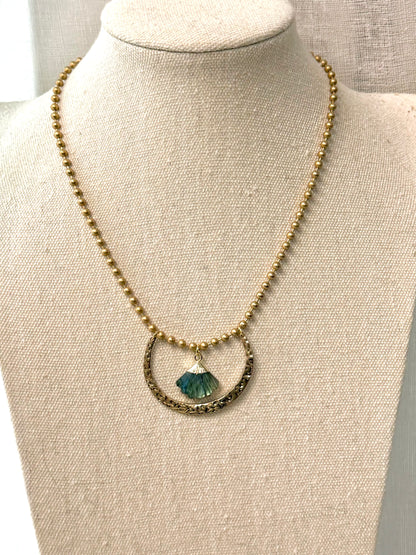 Labradorite + Matte Gold Horseshoe Necklace