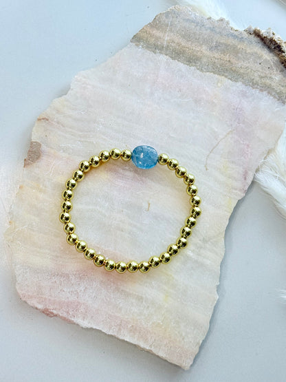 Kyanite + Gold Beaded Bracelet