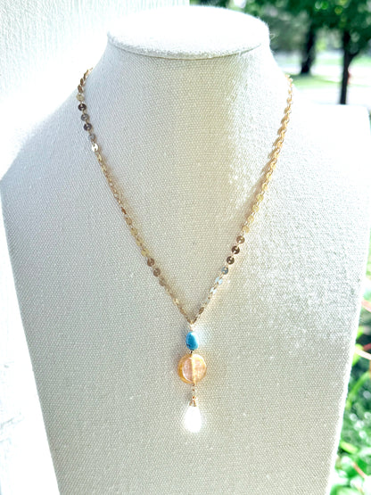 Sleeping Beauty Turquoise + Moonstone Matte Gold Necklace