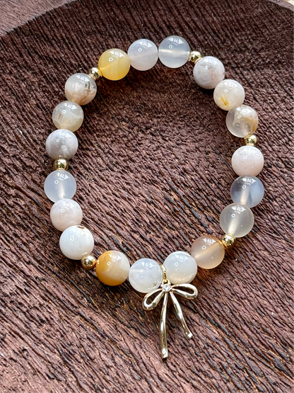 Cherry Blossom Agate + Gold Chunky Charm Band