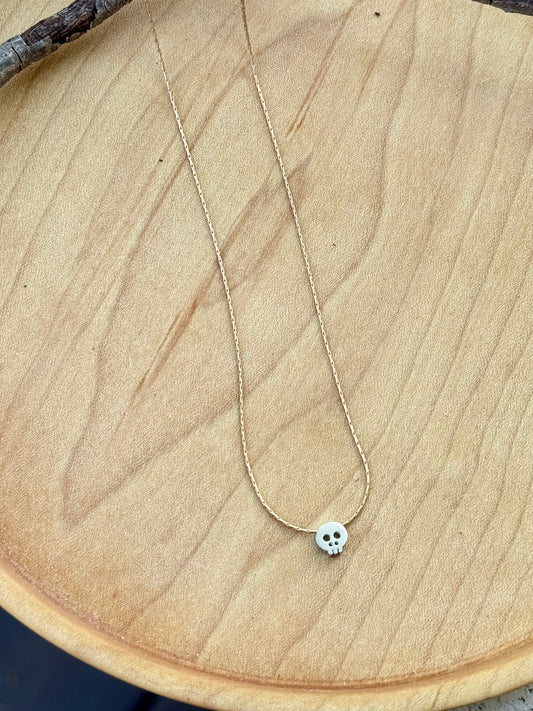Itty Bitty Mixed Metal Skull Necklace