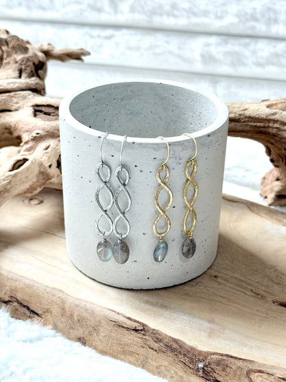 Labradorite + Matte Infinity Earrings