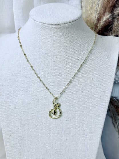 Gold Curled Snake Necklace