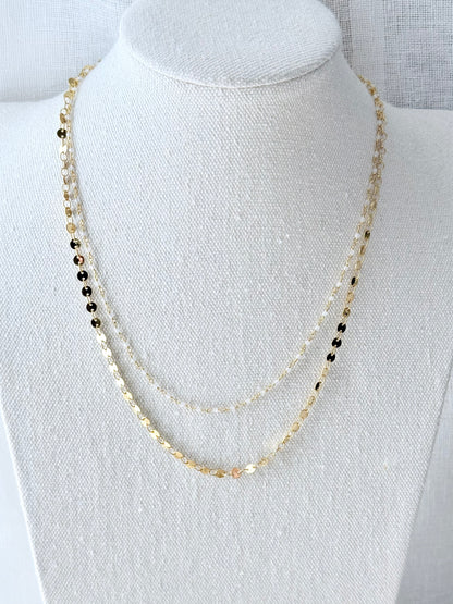 Rainbow Moonstone + Gold Sequin Duet Necklace (small)