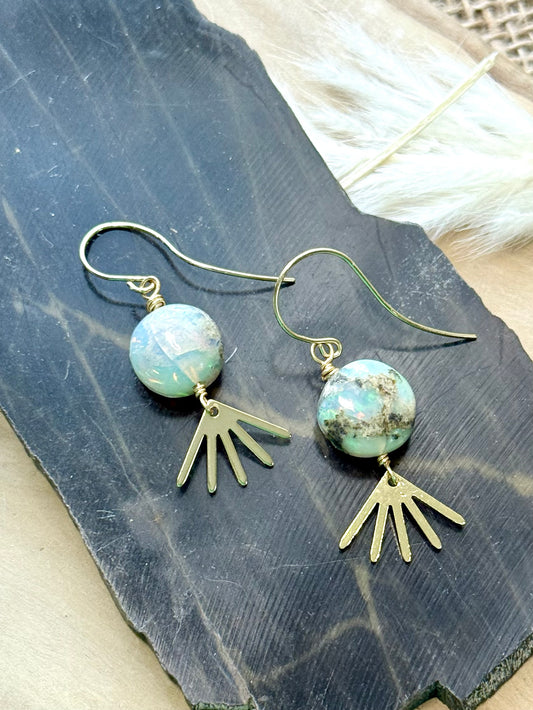 Luxe Ethiopian Opal + Gold Sunburst Earrings