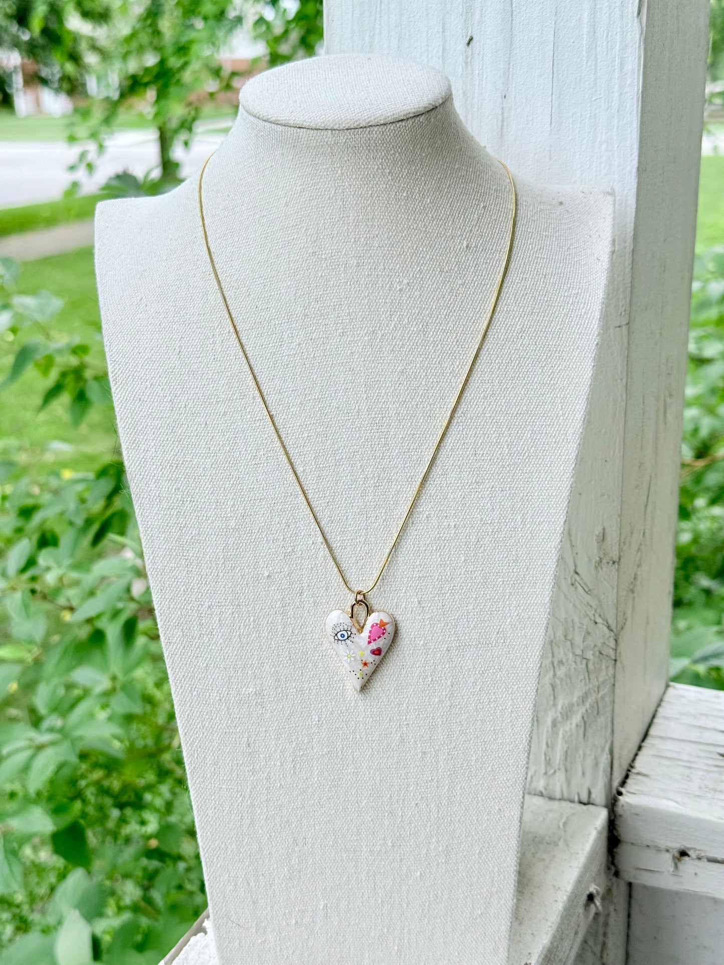 Graffiti Art Heart + Gold Necklace