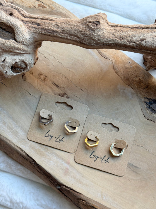Stainless Steel Hexagon Huggie Earrings