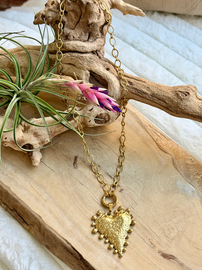 Gold Heart + Carabiner Necklace