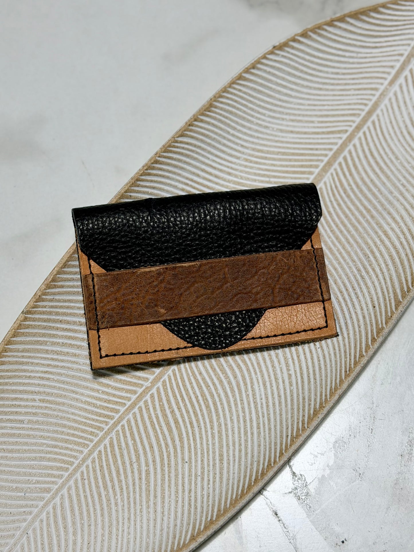 Bird Trouble Mixed Leather Minimal Wallet