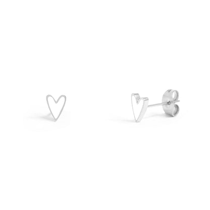 White + Stainless Steel Heart Stud Earrings