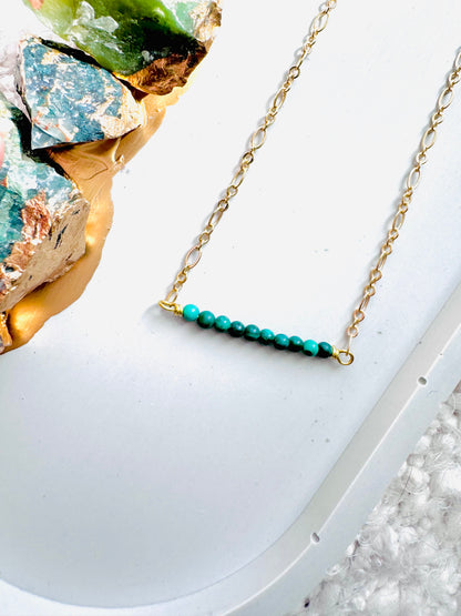 Malachite + Gold Chain Mini Bar Necklace