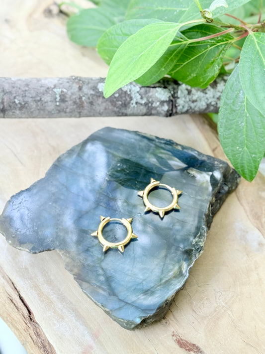 Gold Spike Huggie Hoop Earrings