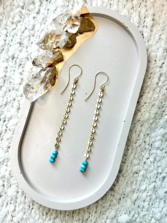 Turquoise + Matte Gold Duster Earrings