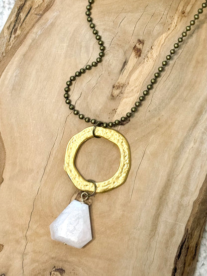 Peruvian Opal + Antique Brass Boho Necklace