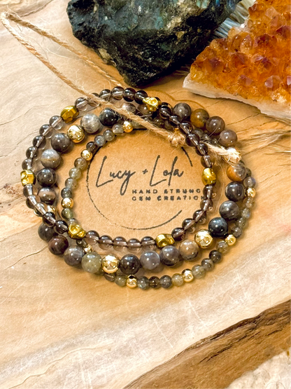 Gray + Brown Gold Skully Stack (3-stack)