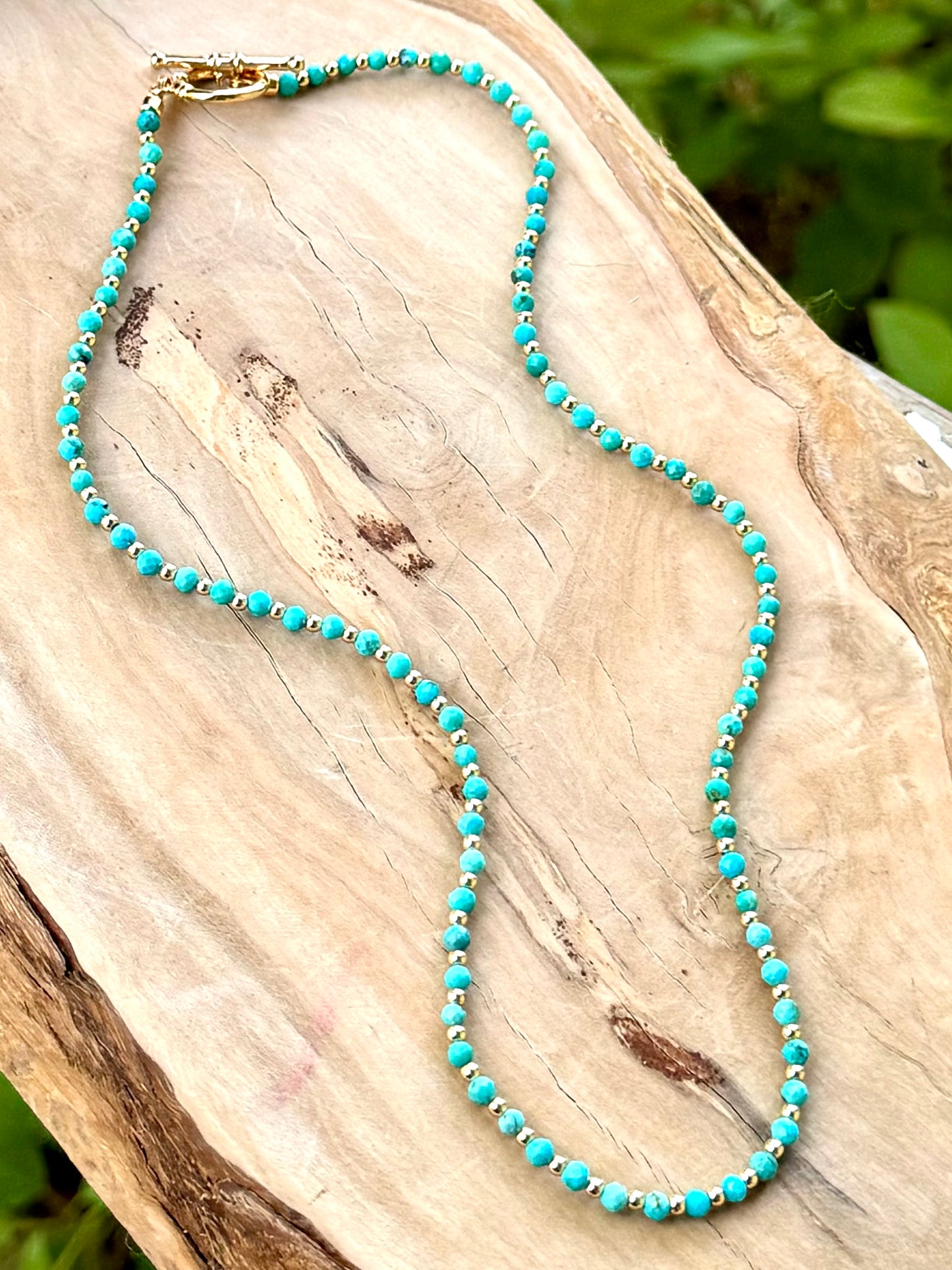 Turquoise + Gold Beaded Necklace