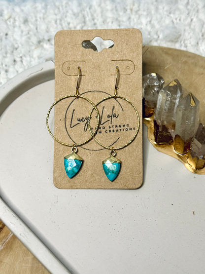 Turquoise + Gold Circle Earrings