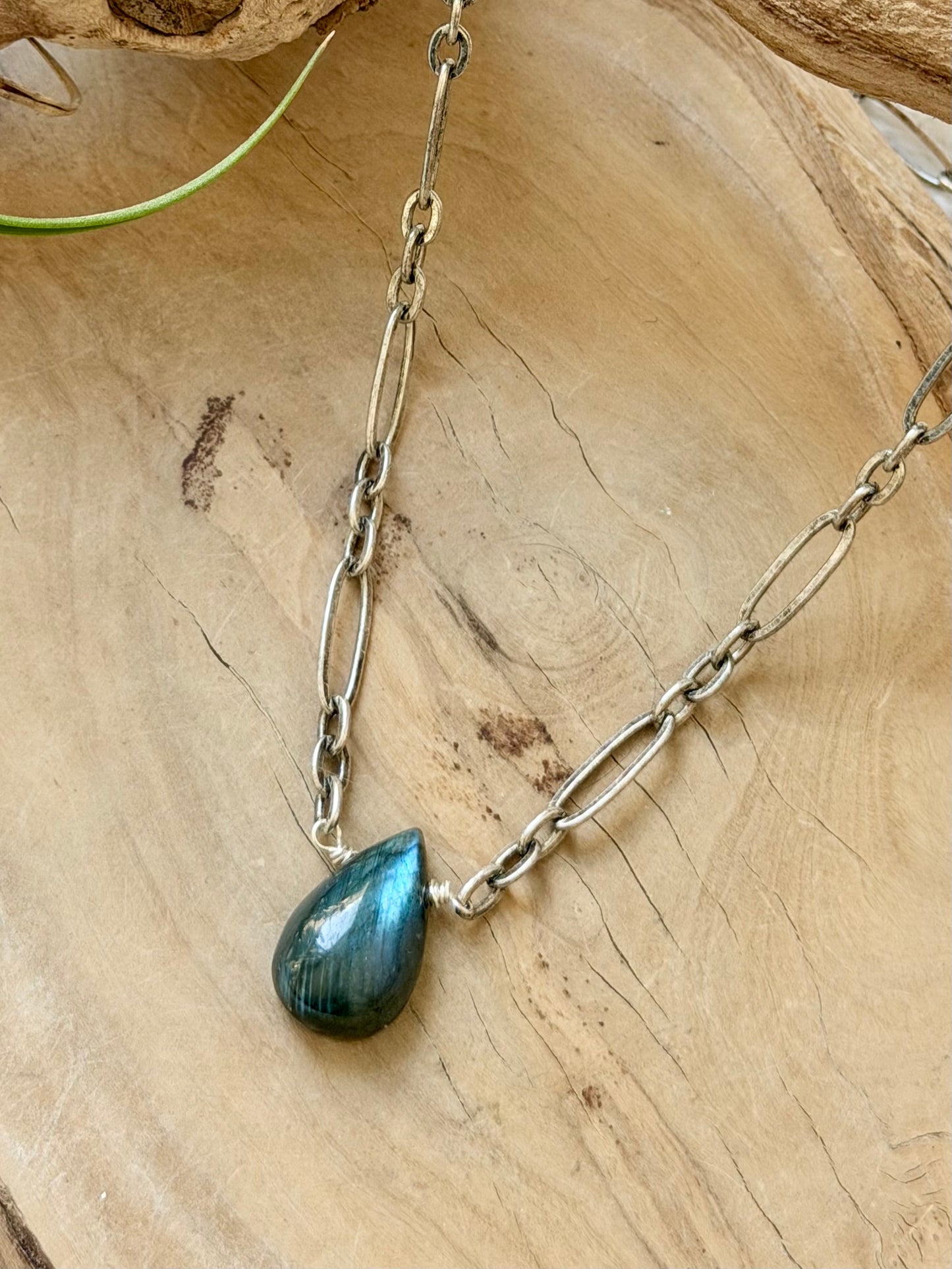 Labradorite + Antique Silver Necklace