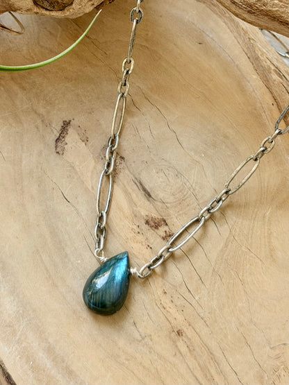 Labradorite + Antique Silver Necklace