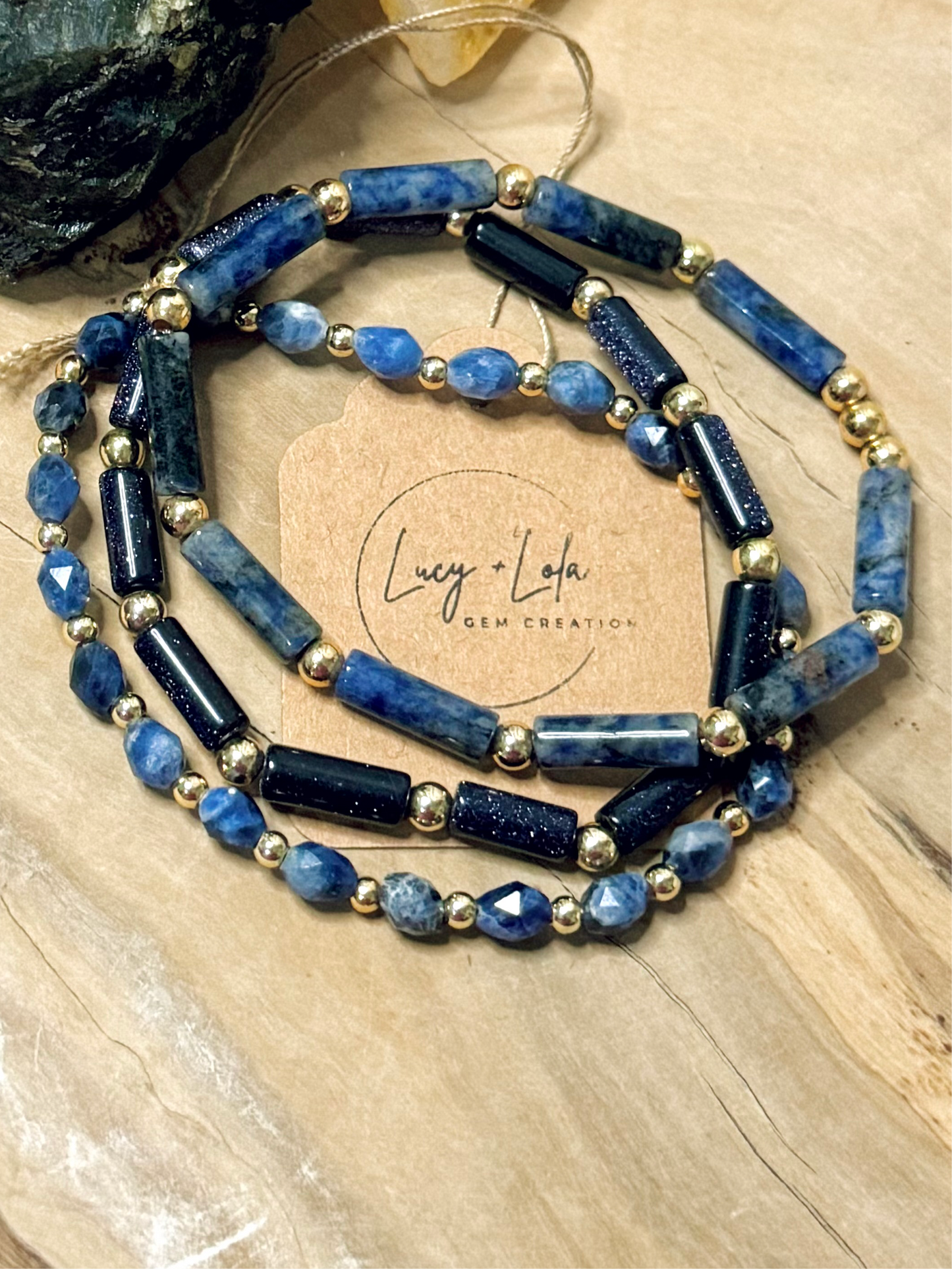 Sodalite + Gold Stack (3-stack)