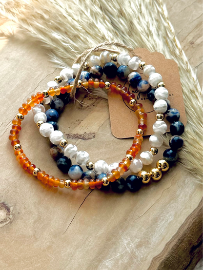 Chicago Bears! Blue + Orange Gold Stack (3-stack)