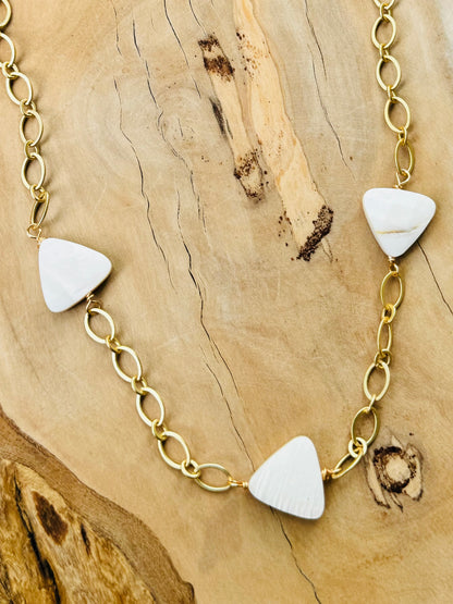 Mother of Pearl + Matte Gold Trio Necklace