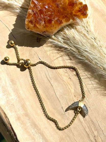 Gemstone Pendant + Gold Slider Chain Bracelet