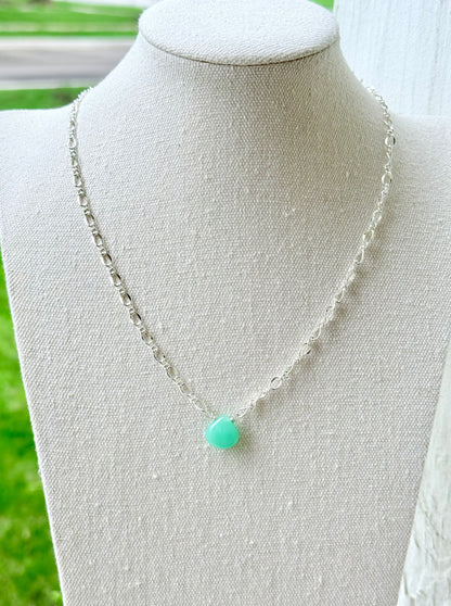 Chrysoprase + Silver Pendant Necklace