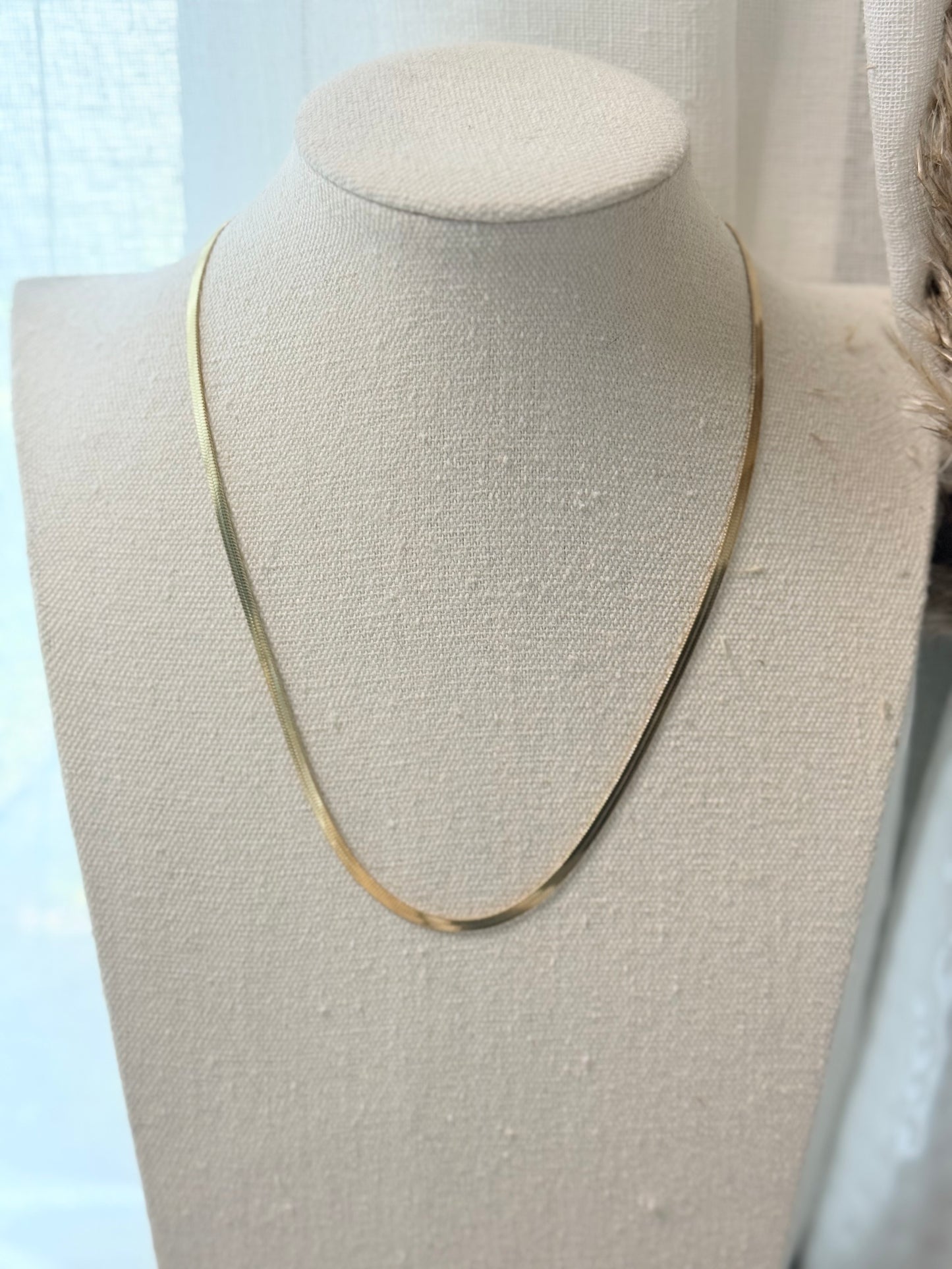 Gold Stainless Steel Herringbone Necklace