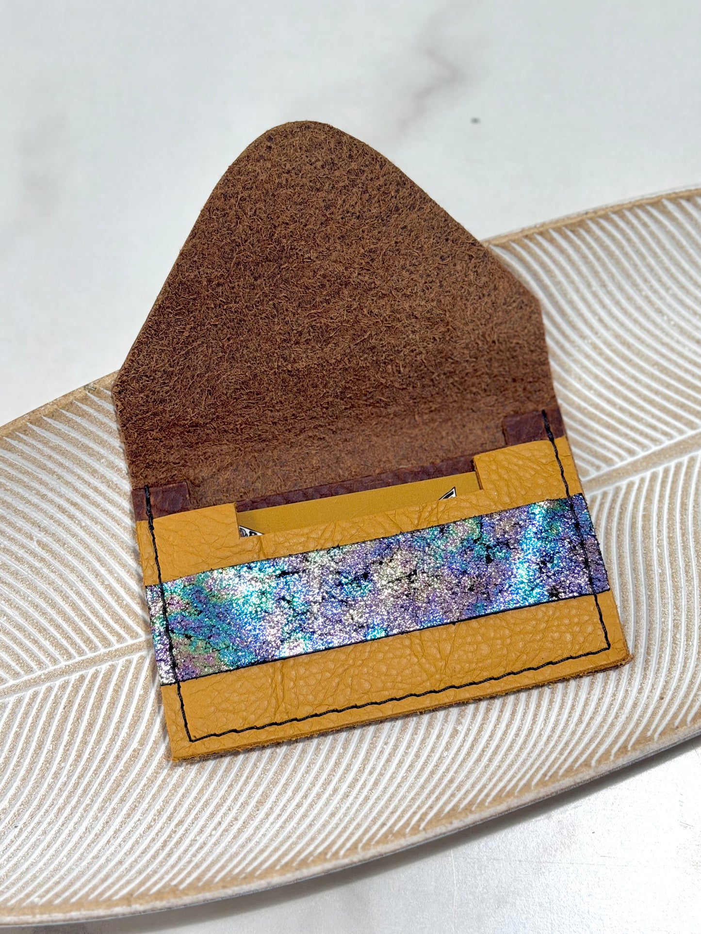 Bird Trouble Mixed Leather Minimal Wallet