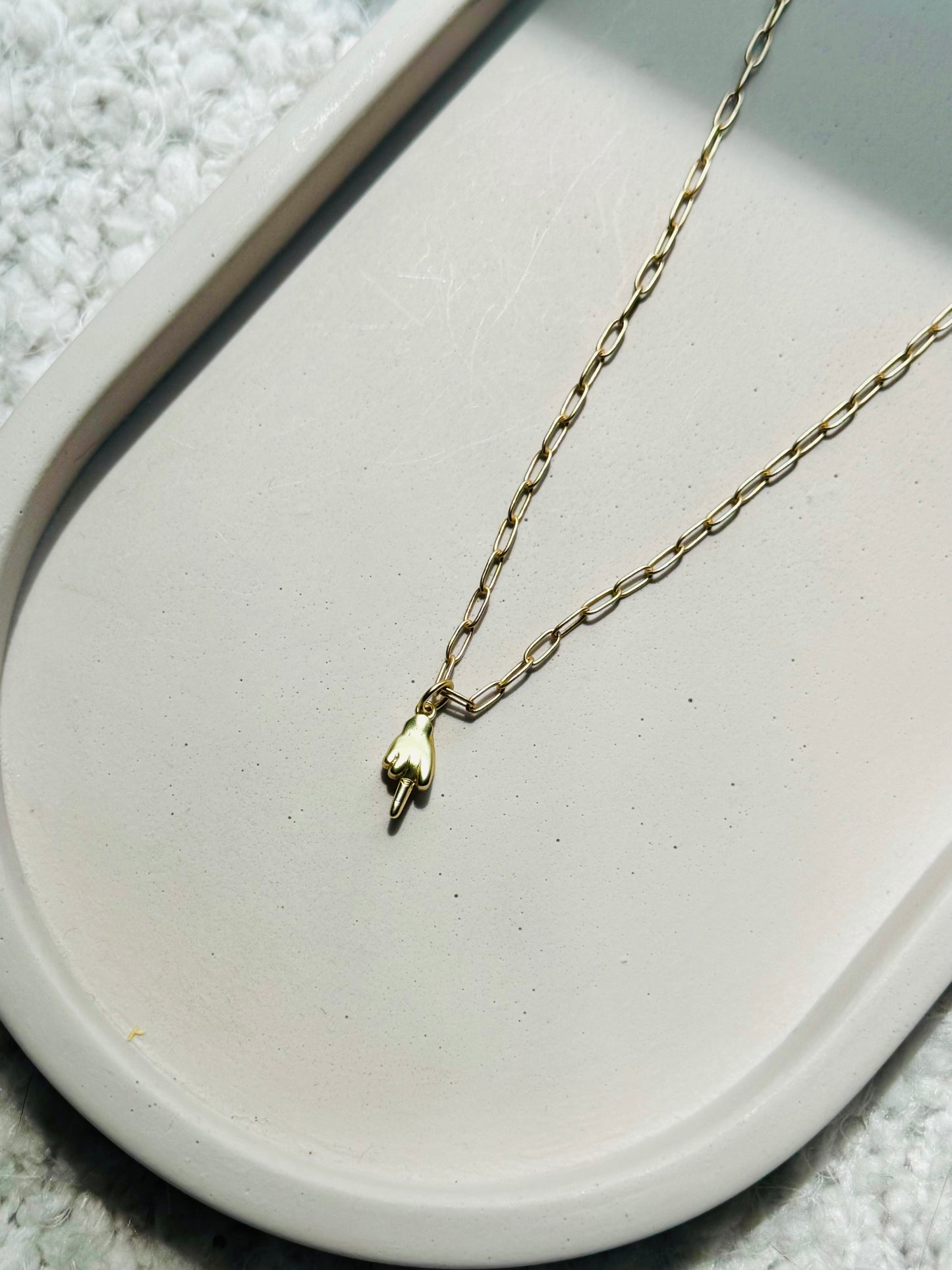 Matte Gold Middle Finger Necklace