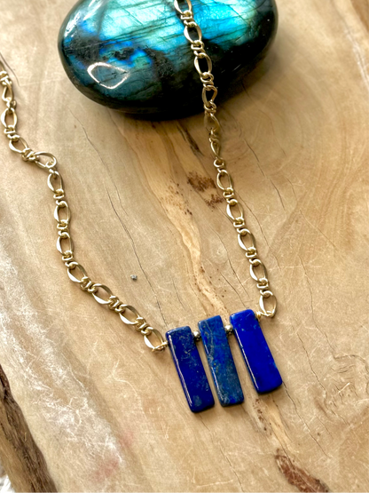 Lapis Lazuli + Matte Gold Necklace