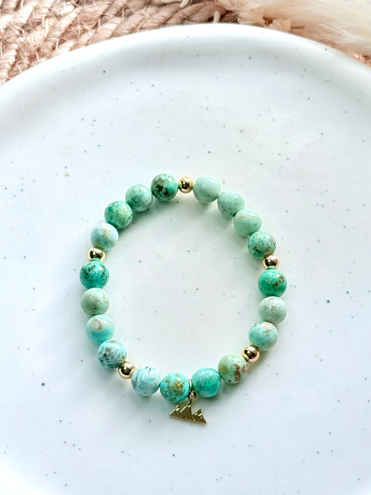 Peruvian Turquoise + Gold Chunky Charm Band