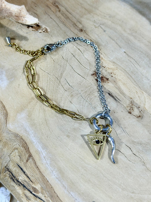 Mixed Metal Carabiner Bracelet