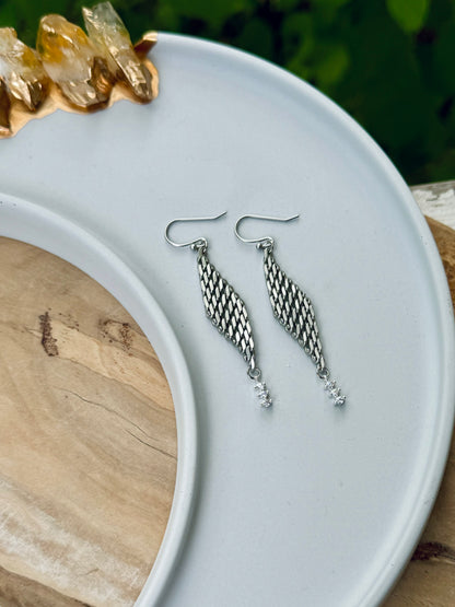 Zircon + Matte Silver Mesh Earrings