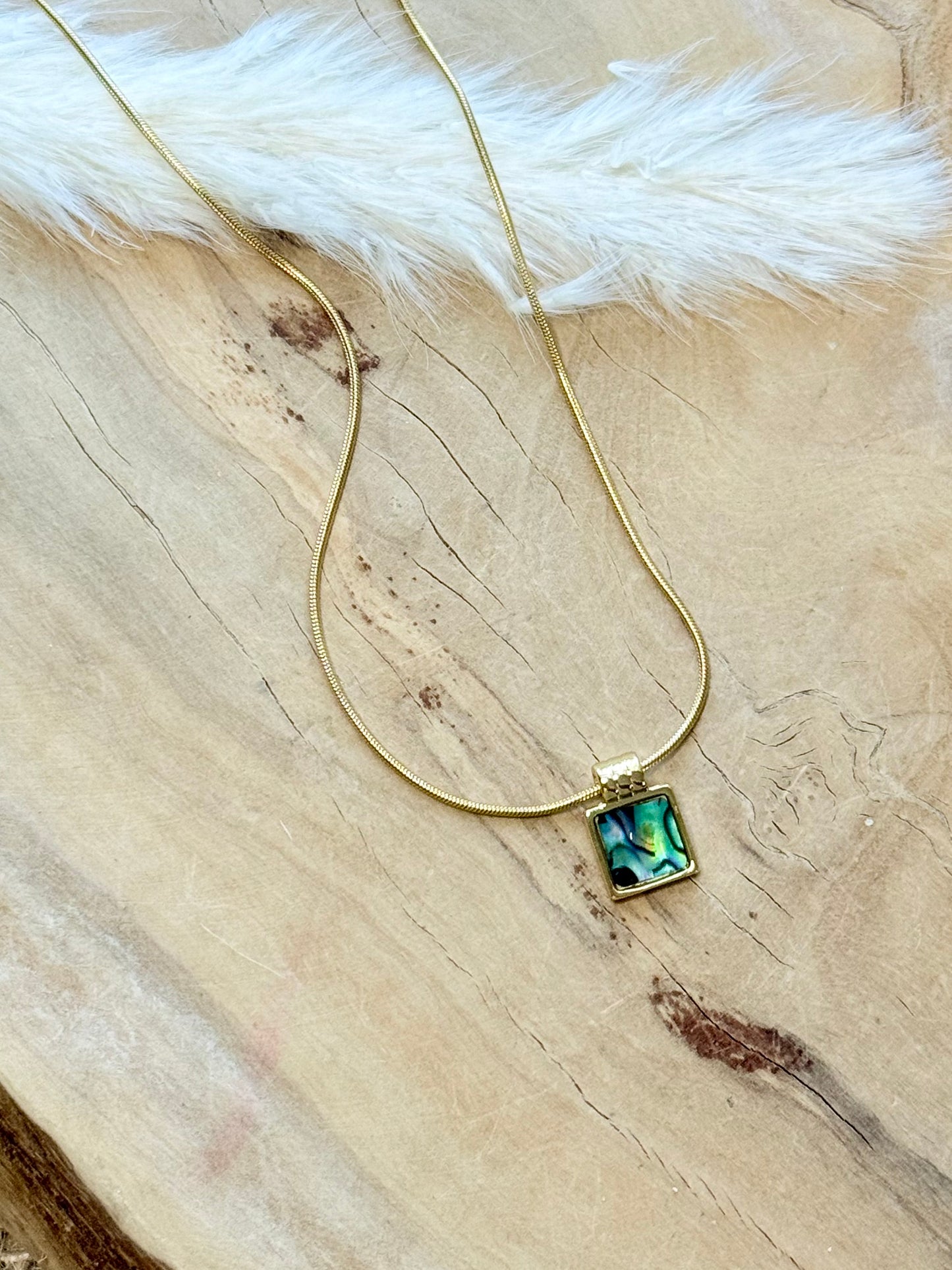 Abalone Shell + Gold Stainless Steel Necklace