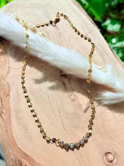 Labradorite + Gold Sequin Chain Necklace