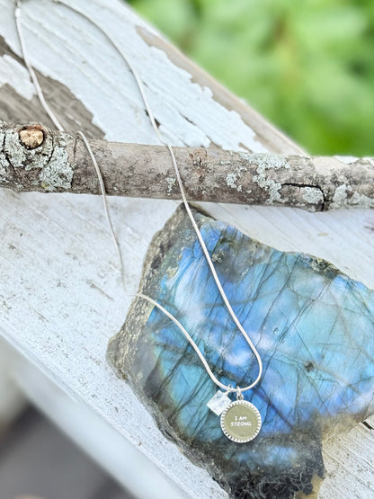 I AM STRONG: Moonstone + Stainless Steel Necklace