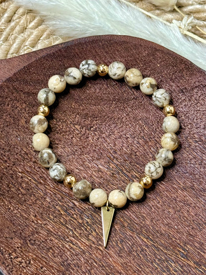 Feldspar + Gold Chunky Charm Band