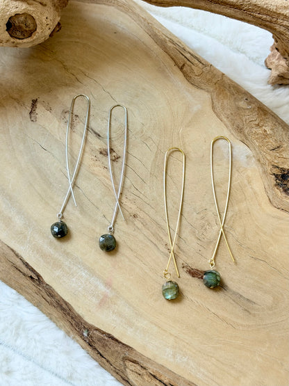 Labradorite Twister Threader Earrings