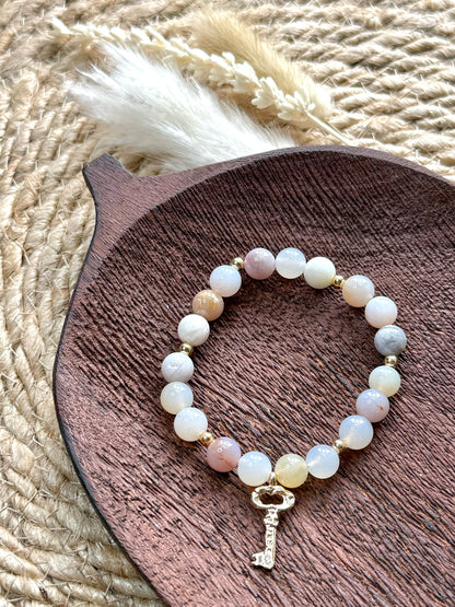 Winter Blossom Agate + Gold Chunky Charm Band