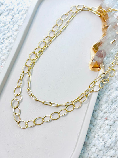 Matte Gold Duet Necklace