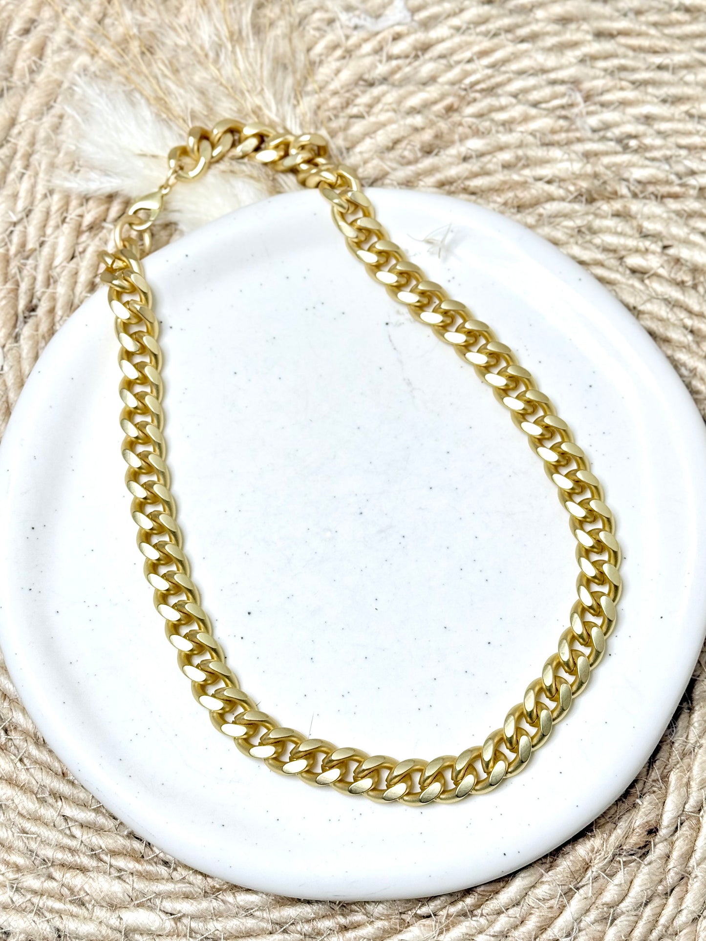 Matte Gold Chunky Curb Chain Necklace