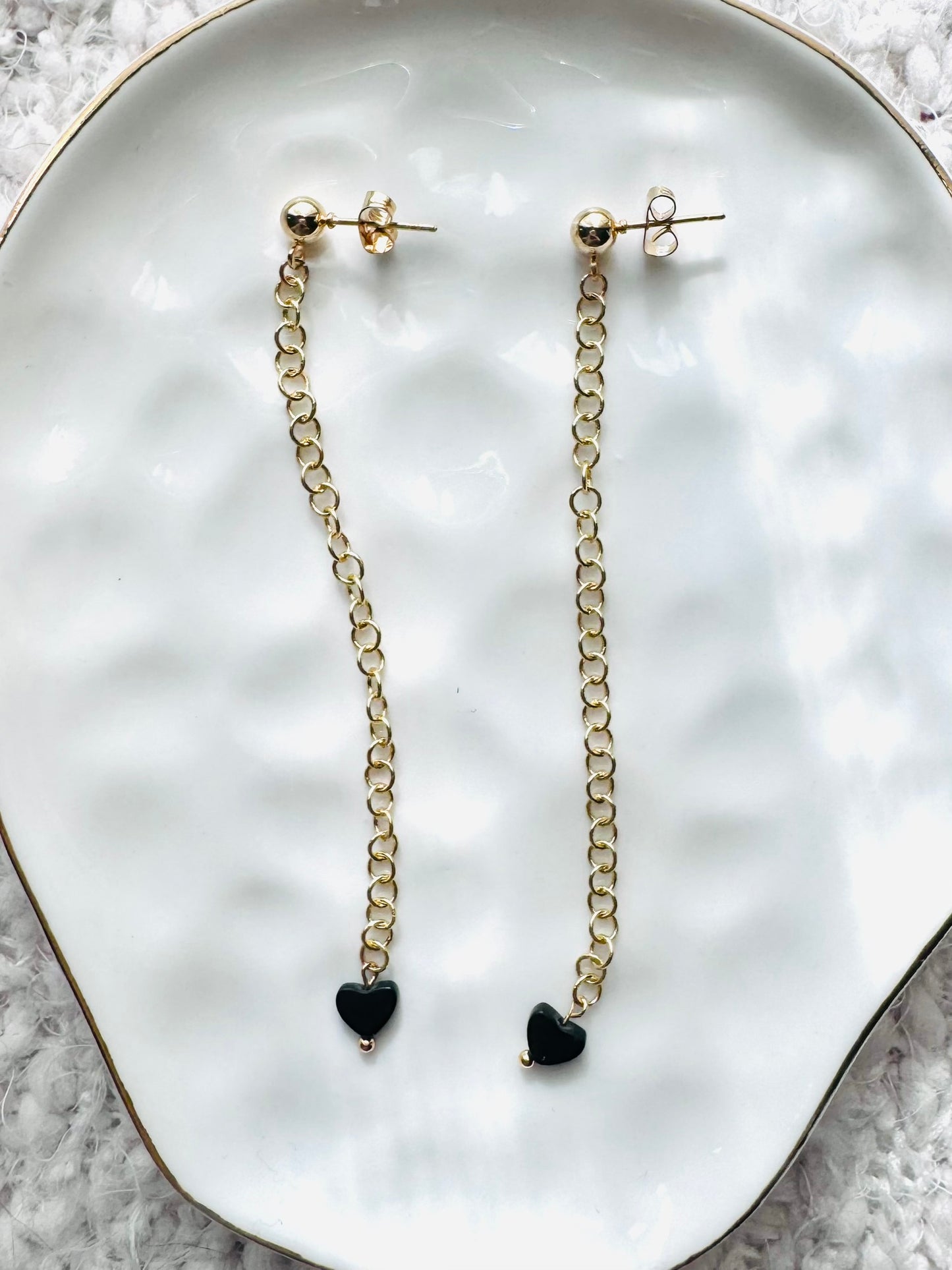 Black Onyx + Gold Duster Earrings