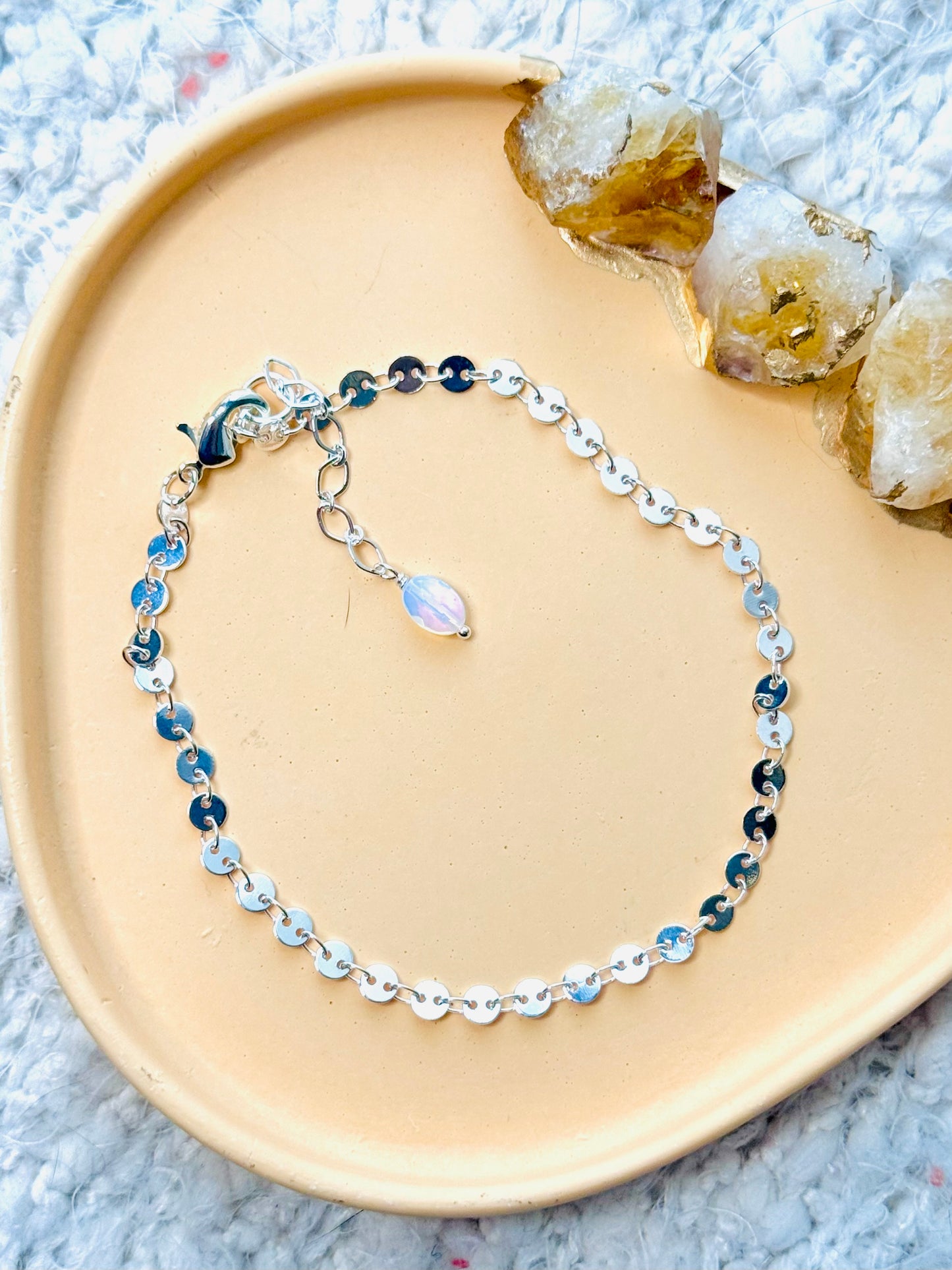 Silver Sequin Chain Anklet