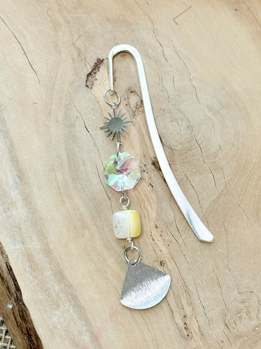 Square Yellow Botswana Agate  + Silver Plant Stake