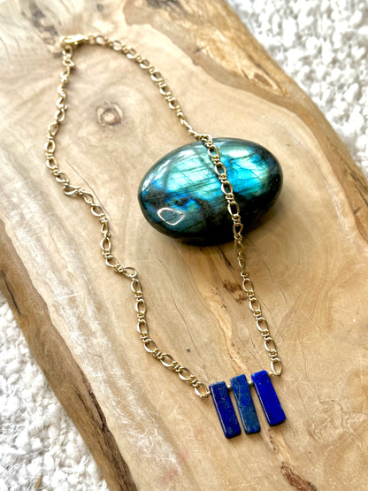 Lapis Lazuli + Matte Gold Necklace